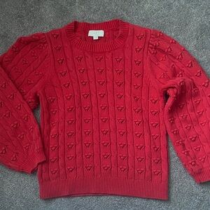 LOFT Cherry Red Textured Knit Sweater